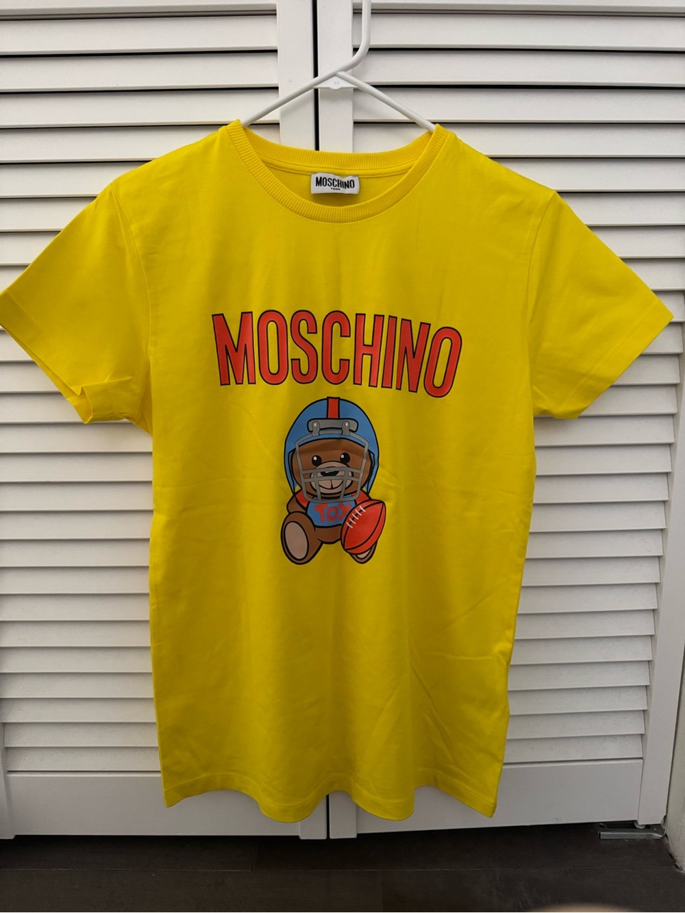 Moschino Yellow Kids' Graphic Bear Football Tee